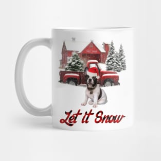 French Bulldog Let It Snow Tree Farm Red Truck Christmas Mug